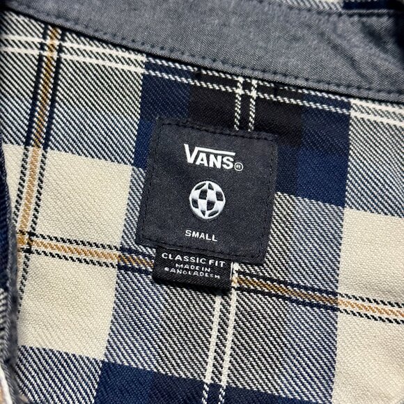 Vans Men's Box Flannel Classic Long Sleeve Shirt - Bleu/Grey Plaid - Picture 4 of 6